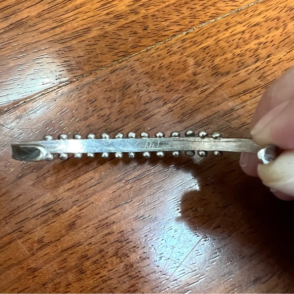 Old Pawn Native American Zuni Turquoise Petite Point Sterling Silver Cuff - Picture 7 of 16